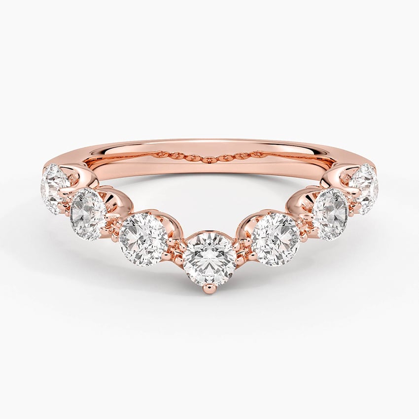 Cannes Curved Lab Diamond Ring (1 ct. tw.) Rose Gold 18k Wedding Band