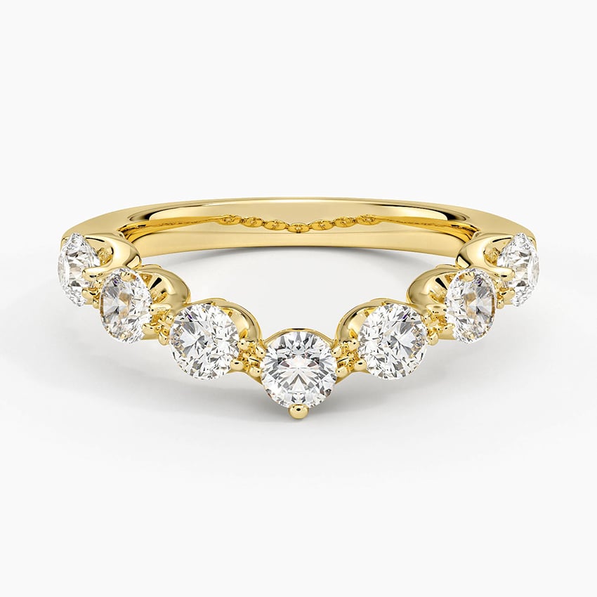 Cannes Curved Lab Diamond Ring (1 ct. tw.) Yellow Gold 18k Wedding Band