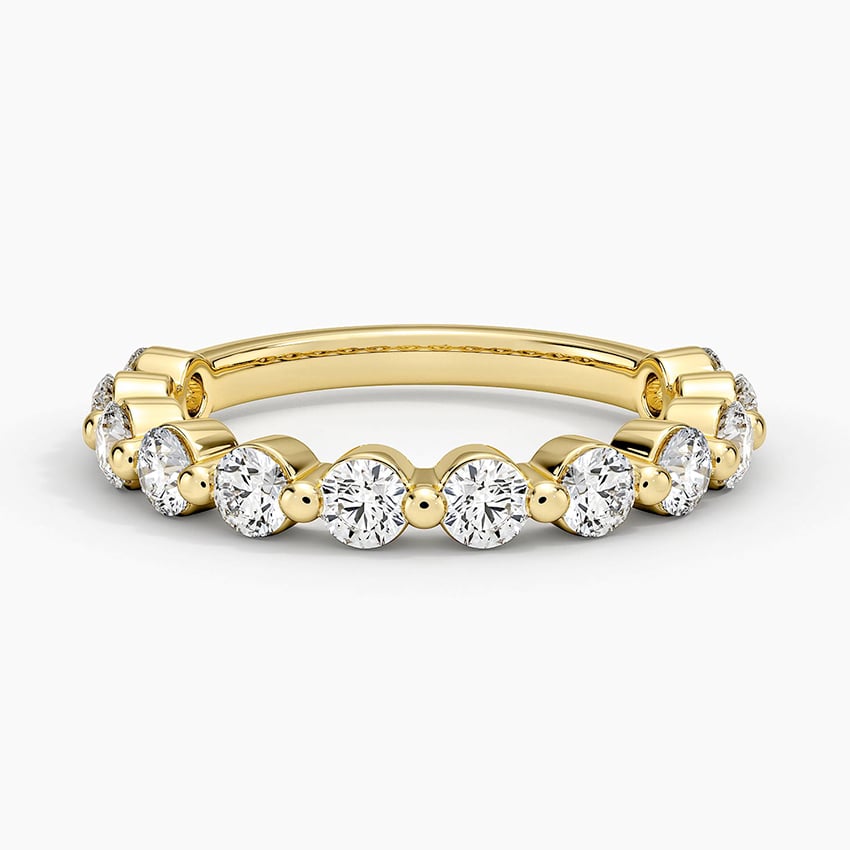 Monaco Three-Quarter Coverage Diamond Ring Yellow Gold 18k Wedding Band