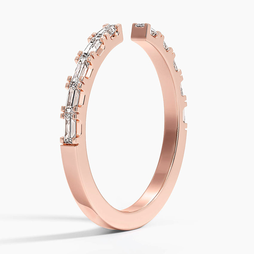 Gemma Baguette Diamond Open Ring Rose Gold 18k Wedding Band