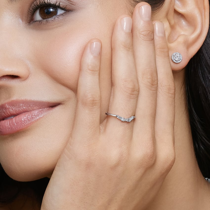 Tapered Baguette Diamond Ring Platinum Wedding Band