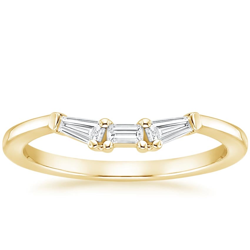 Tapered Baguette Diamond Ring Yellow Gold 18k Wedding Band