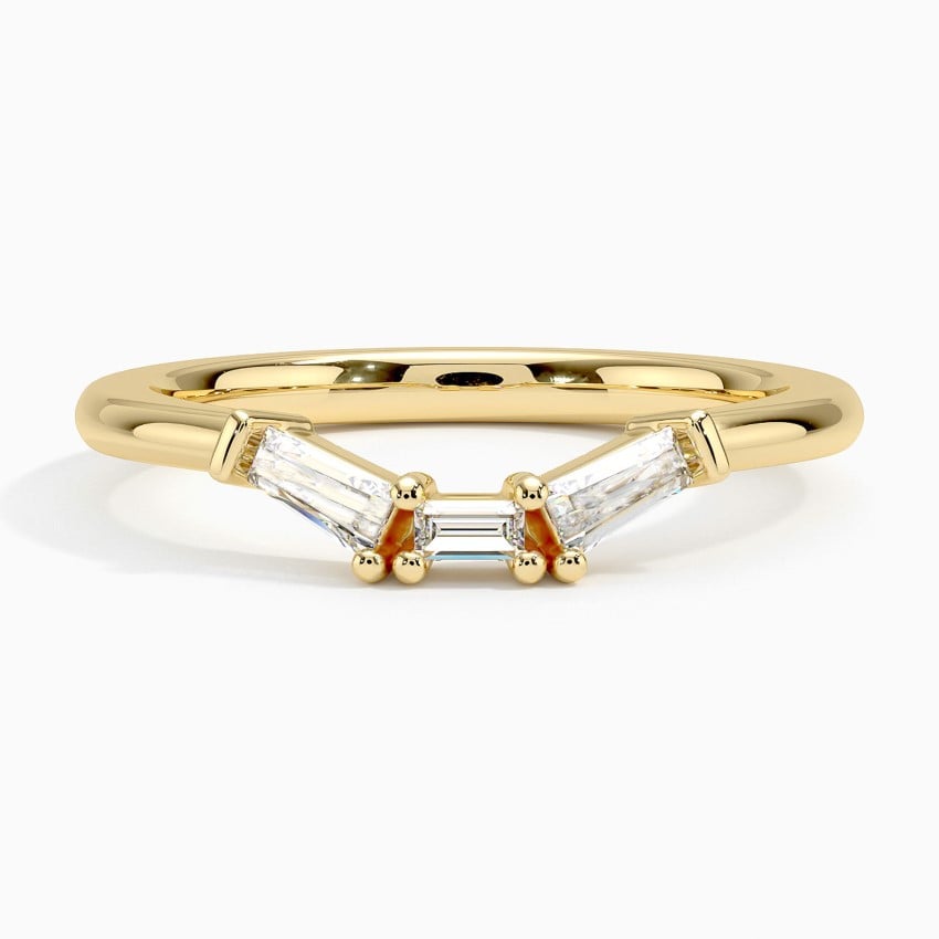 Tapered Baguette Diamond Ring Yellow Gold 18k Wedding Band