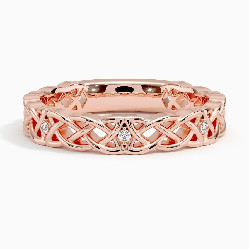 Celtic Knot Diamond Ring Rose Gold 18k Wedding Band