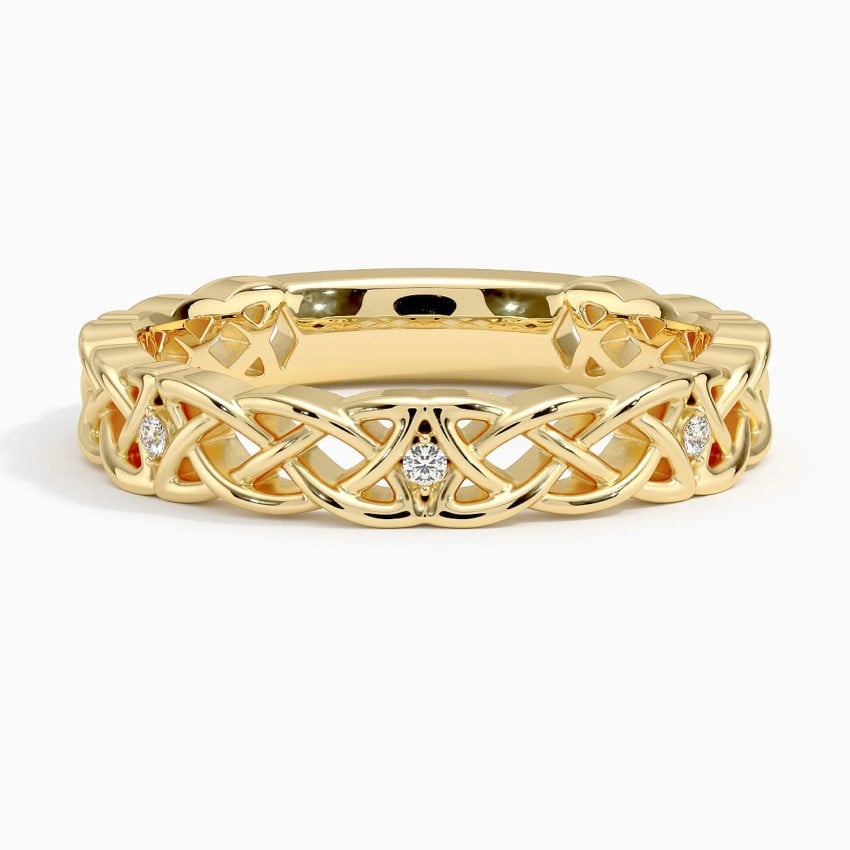 Celtic Knot Diamond Ring Yellow Gold 18k Wedding Band