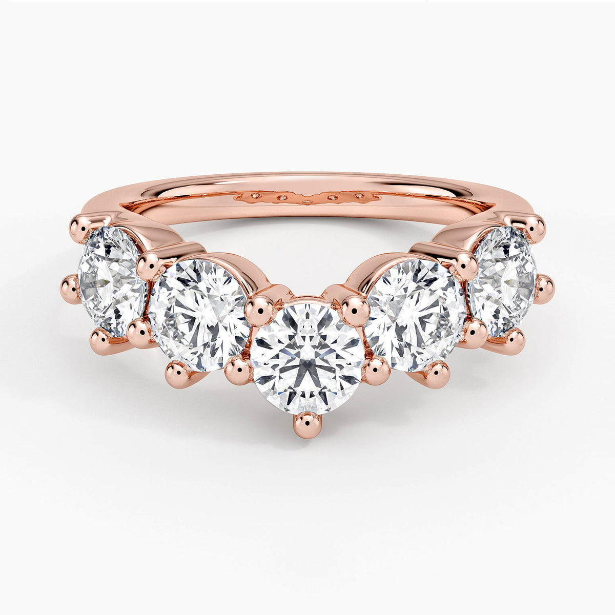 Genevieve Contoured Diamond Ring Rose Gold 18k Wedding Band