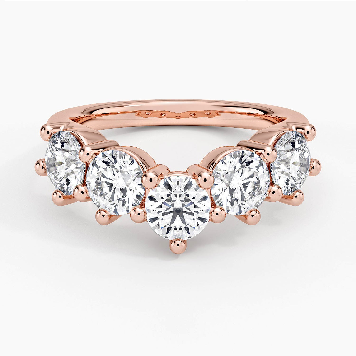 Genevieve Contoured Diamond Ring Rose Gold 18k Wedding Band