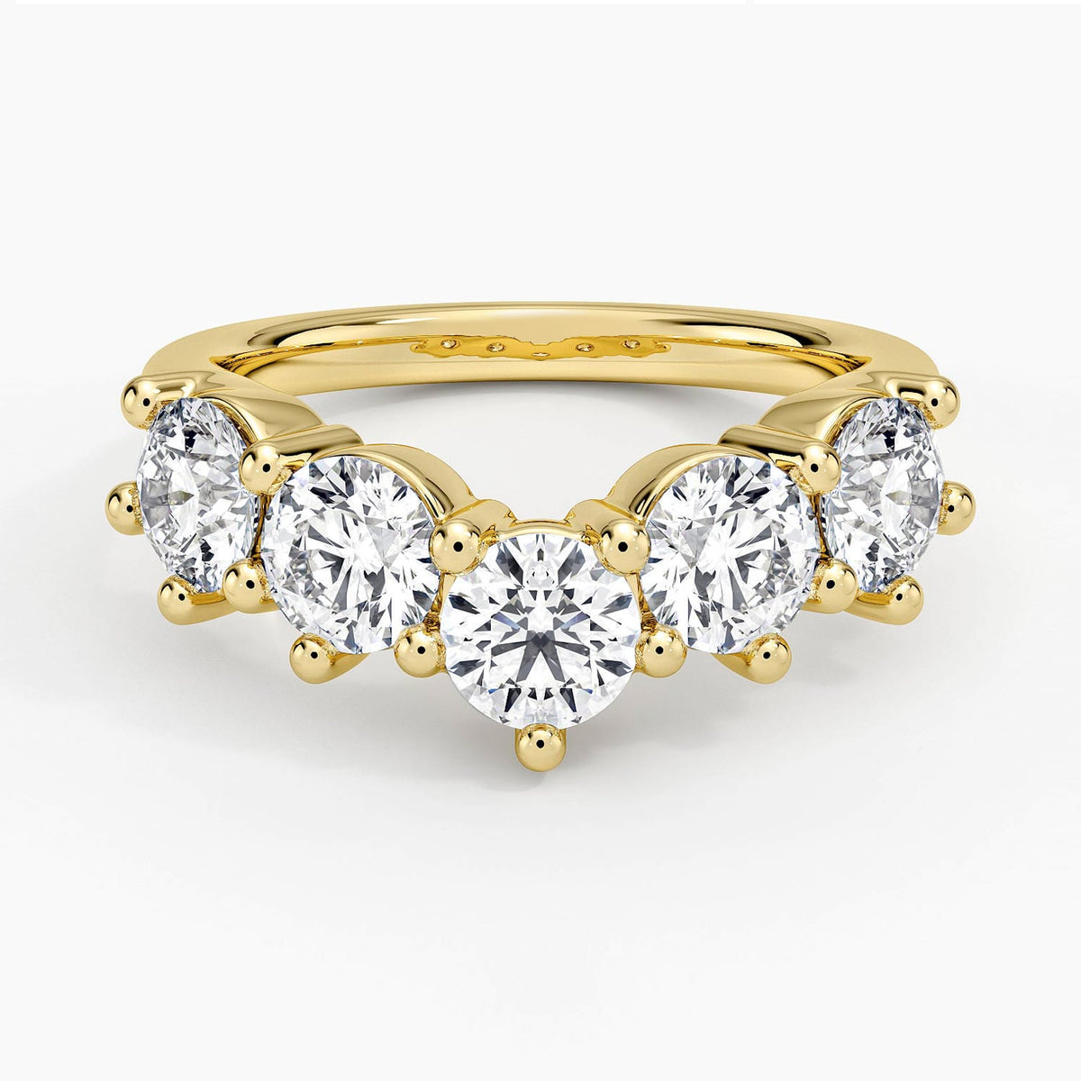 Genevieve Contoured Diamond Ring Yellow Gold 18k Wedding Band