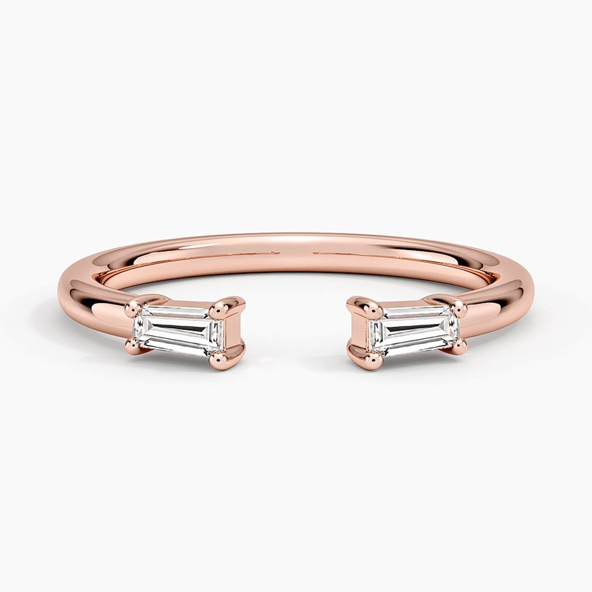 Wren Baguette Diamond Ring Rose Gold 18k Wedding Band