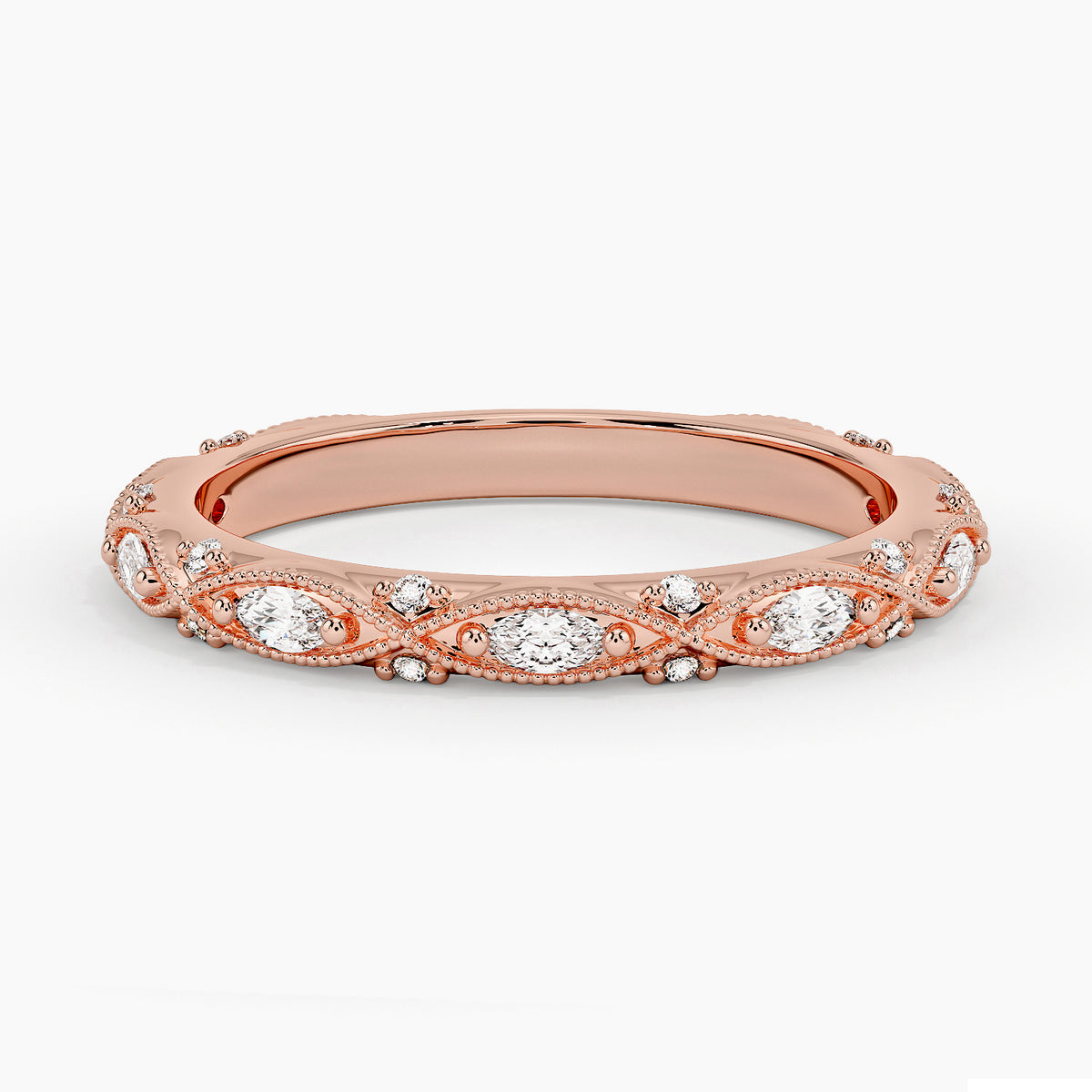 Celestia Milgrain Diamond Ring (1/3 ct. tw.) Rose Gold 18k Wedding Band