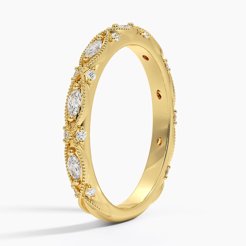 Celestia Milgrain Diamond Ring (1/3 ct. tw.) Yellow Gold 18k Wedding Band