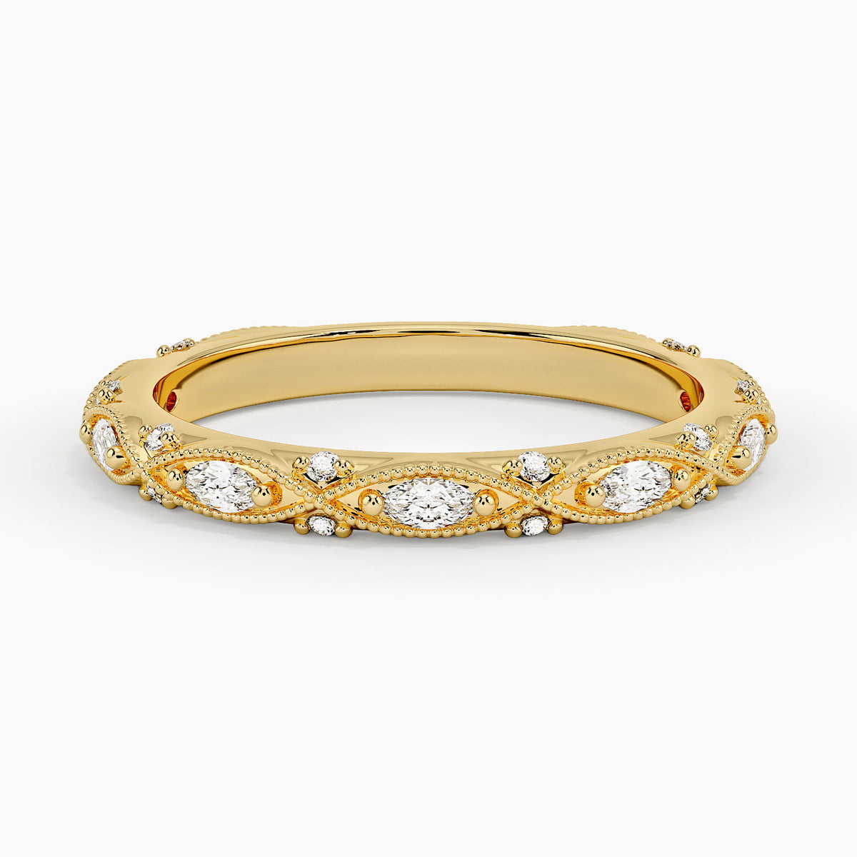 Celestia Milgrain Diamond Ring (1/3 ct. tw.) Yellow Gold 18k Wedding Band
