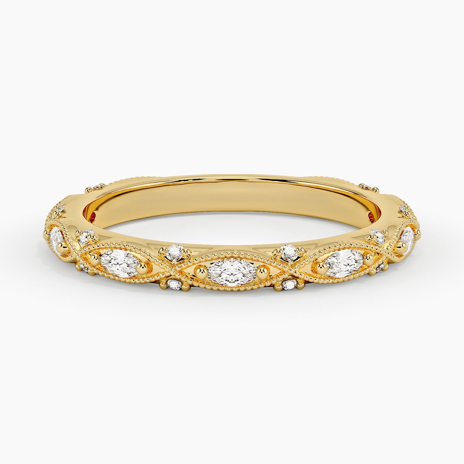 Celestia Milgrain Diamond Ring (1/3 ct. tw.) Yellow Gold 18k Wedding Band