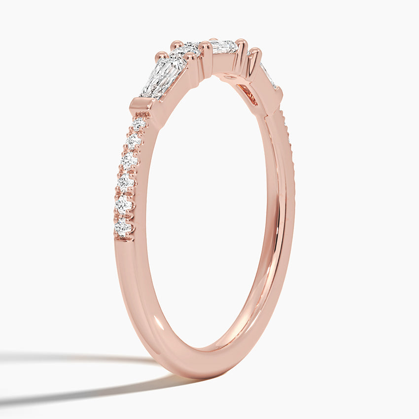 Aneesa Baguette and Round Diamond Ring Rose Gold 18k Wedding Band