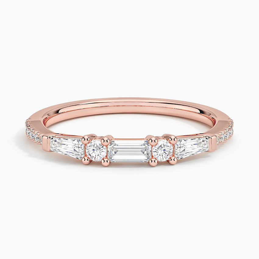 Aneesa Baguette and Round Diamond Ring Rose Gold 18k Wedding Band