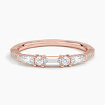 Aneesa Baguette and Round Diamond Ring Rose Gold 18k Wedding Band