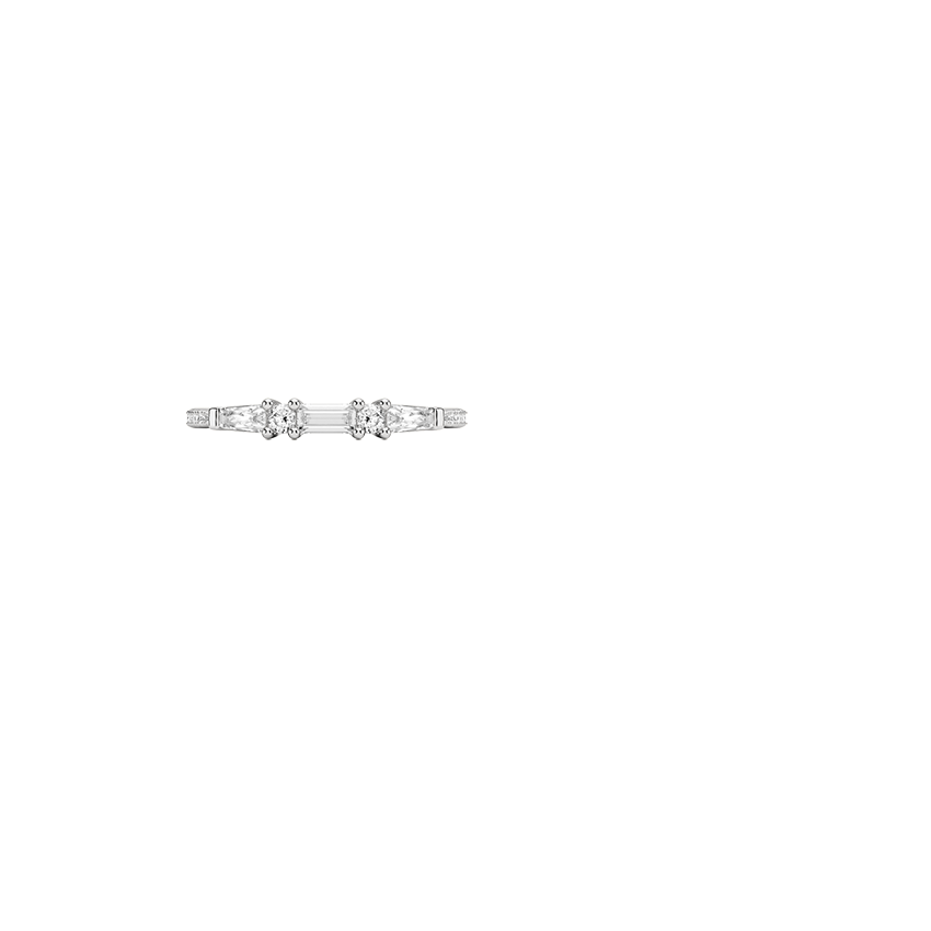 Aneesa Baguette and Round Diamond Ring Platinum Wedding Band