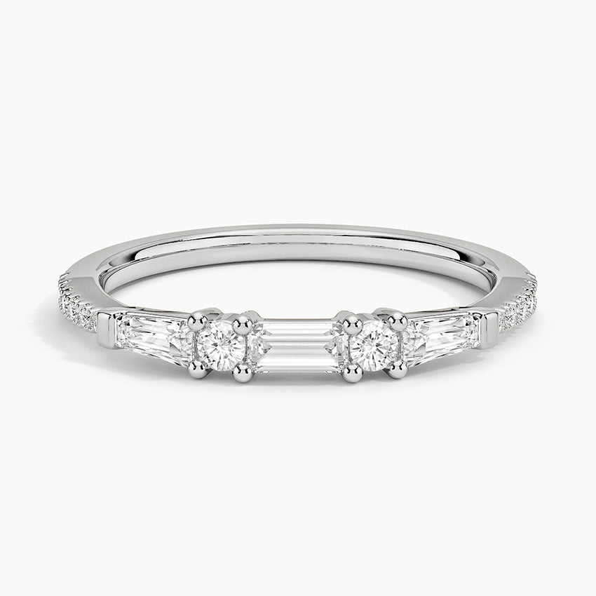 Aneesa Baguette and Round Diamond Ring Platinum Wedding Band