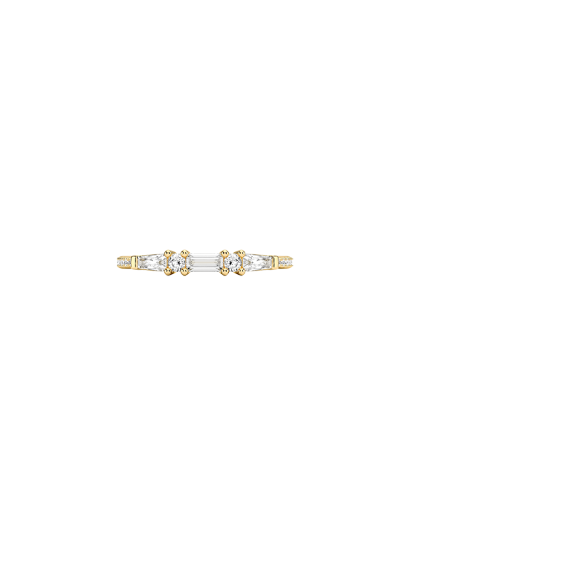 Aneesa Baguette and Round Diamond Ring Yellow Gold 18k Wedding Band
