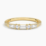 Aneesa Baguette and Round Diamond Ring Yellow Gold 18k Wedding Band