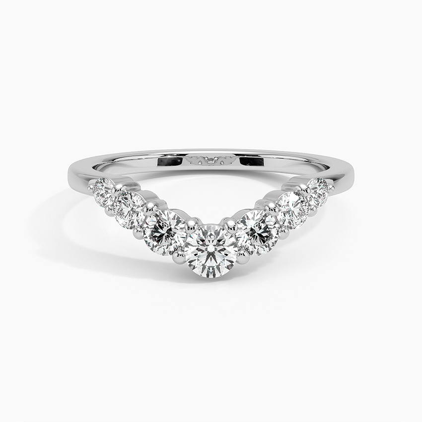 Emilie Seven Stone Contour Diamond Ring (1/2 ct. tw.) Platinum Wedding Band