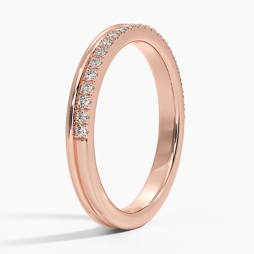 Alina Double Band Diamond Ring Rose Gold 18k Wedding Band