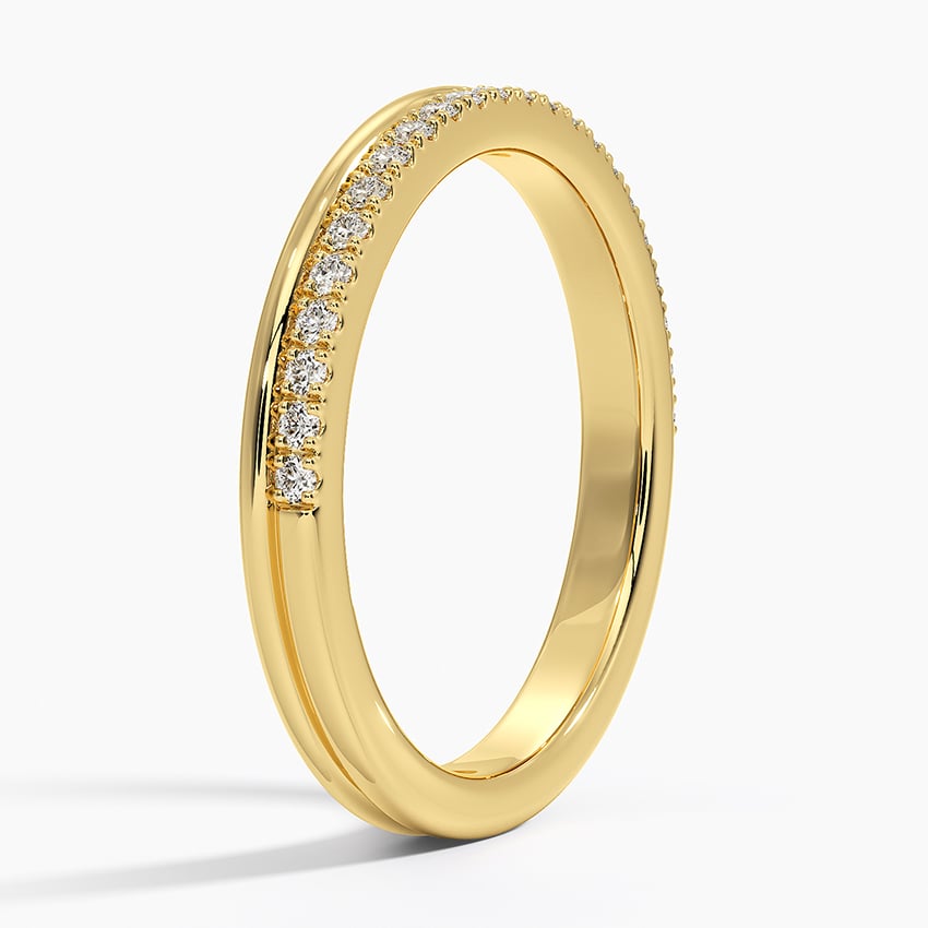 Alina Double Band Diamond Ring Yellow Gold 18k Wedding Band