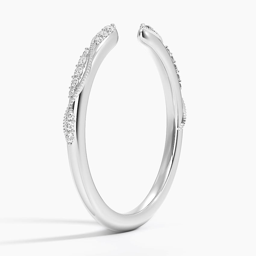 Camellia Milgrain Diamond Open Ring Platinum Wedding Band