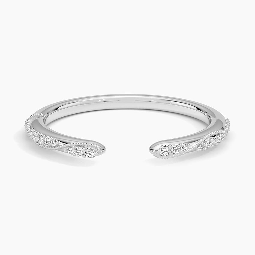 Camellia Milgrain Diamond Open Ring Platinum Wedding Band