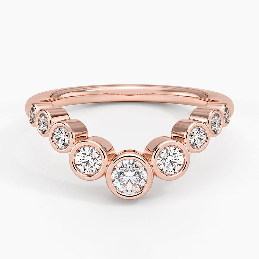 Uma Contour Bezel Diamond Ring Rose Gold 18k Wedding Band