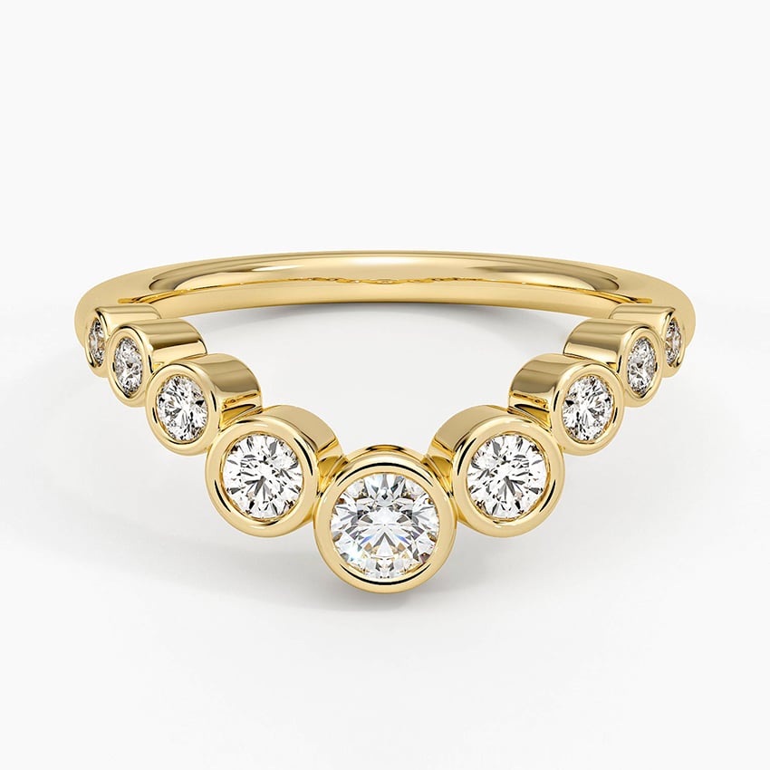 Uma Contour Bezel Diamond Ring Yellow Gold 18k Wedding Band