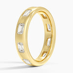 Chloe Flush Set Emerald Cut 4.5mm Diamond Ring Yellow Gold 18k Wedding Band