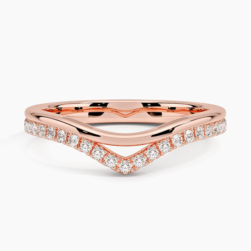 Mara Double Contoured Diamond Ring Rose Gold 18k Wedding Band