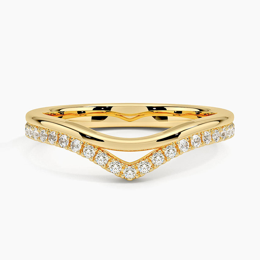 Mara Double Contoured Diamond Ring Yellow Gold 18k Wedding Band