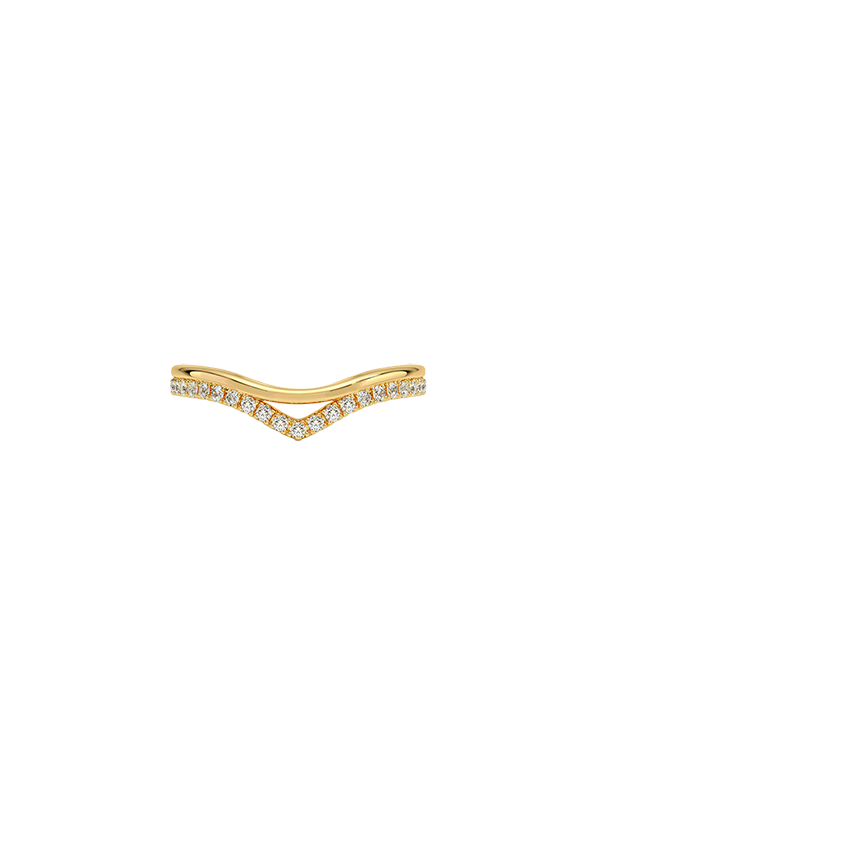 Mara Double Contoured Diamond Ring Yellow Gold 18k Wedding Band