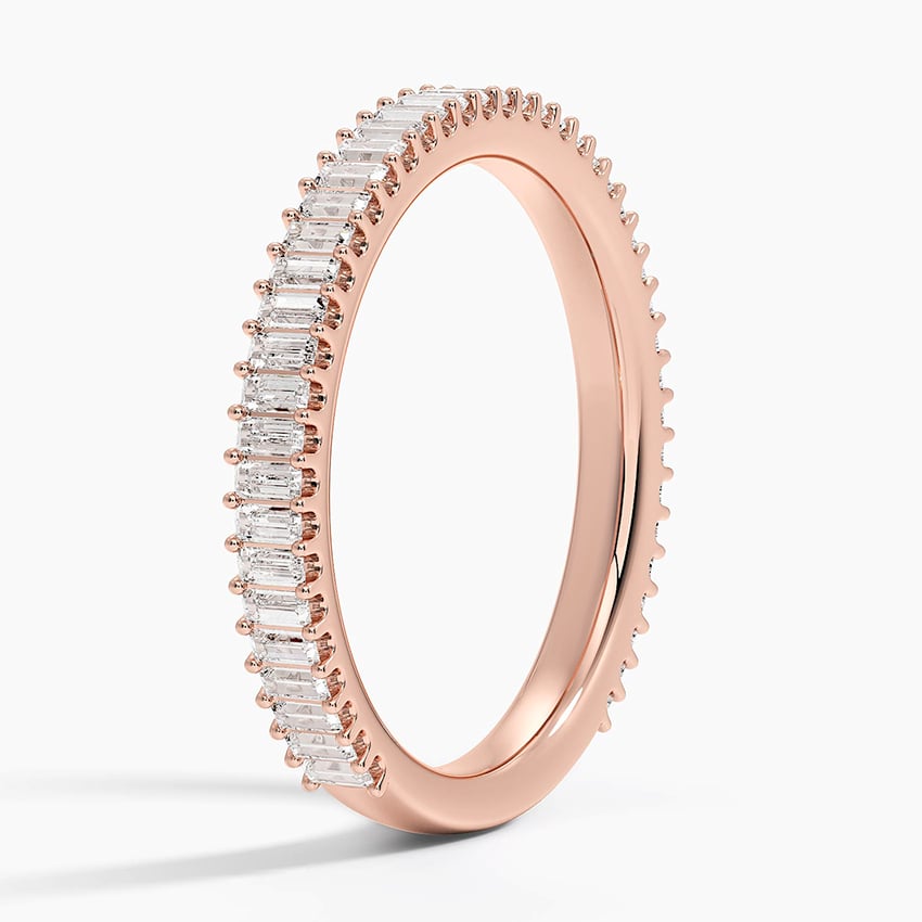 Petite Lina Baguette Diamond Ring Rose Gold 18k Wedding Band