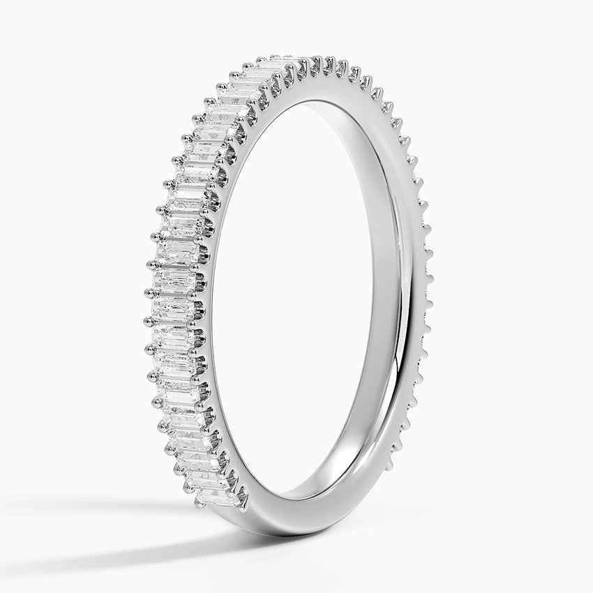 Petite Lina Baguette Diamond Ring Platinum Wedding Band