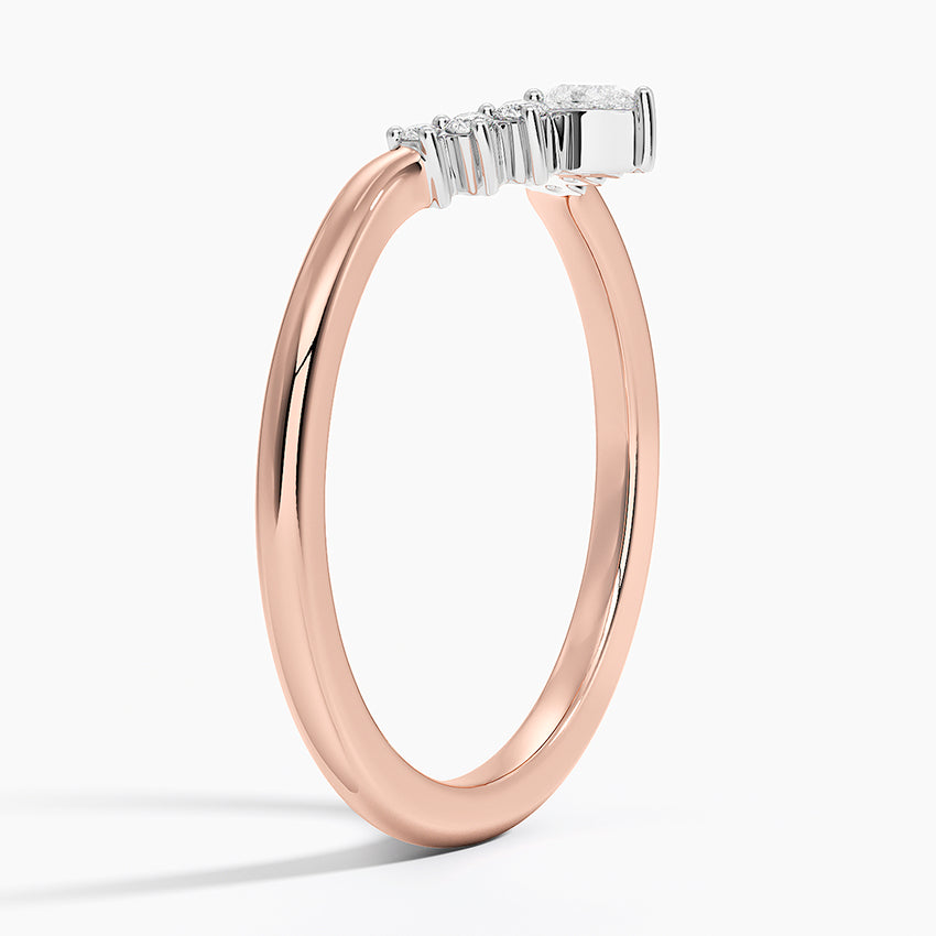 Mixed Metal Lunette Diamond Ring Rose Gold 18k Wedding Band