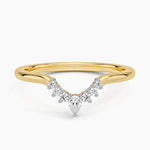 Mixed Metal Lunette Diamond Ring Yellow Gold 18k Wedding Band