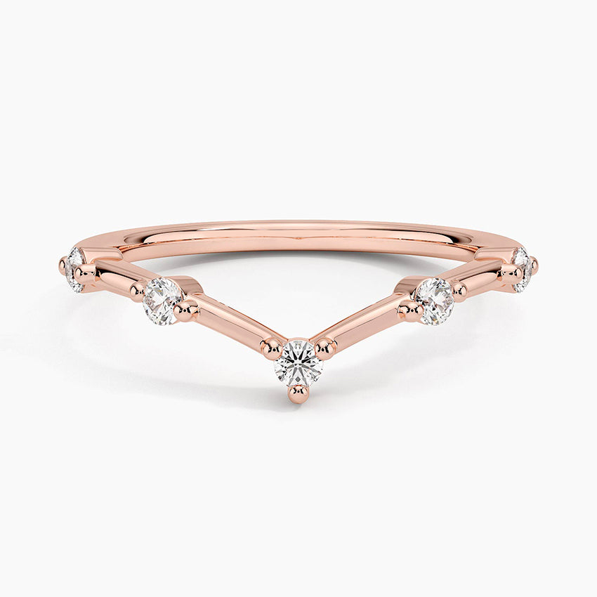 Aimee Contour Diamond Ring Rose Gold 18k Wedding Band