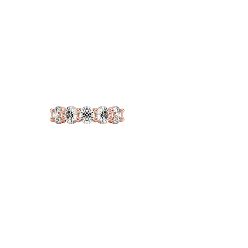 Round Five Stone Diamond Ring (1 1/2 ct. tw.) Rose Gold 18k Wedding Band