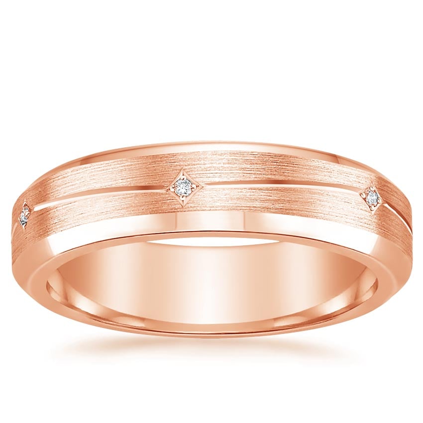 Cosmos Diamond 5.5mm Wedding Ring Rose Gold 18k Wedding Band