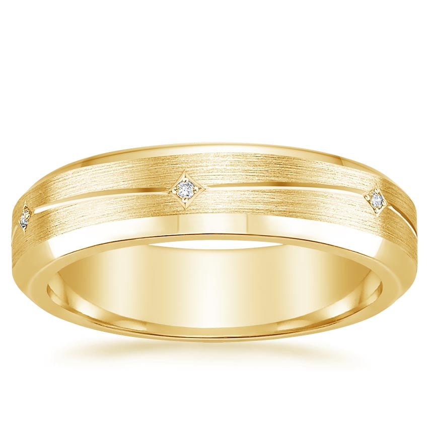 Cosmos Diamond 5.5mm Wedding Ring Yellow Gold 18k Wedding Band