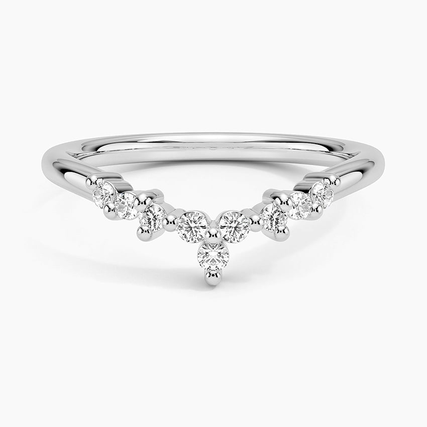 Melody Contoured Diamond Ring (1/8 ct. tw.) Platinum Wedding Band
