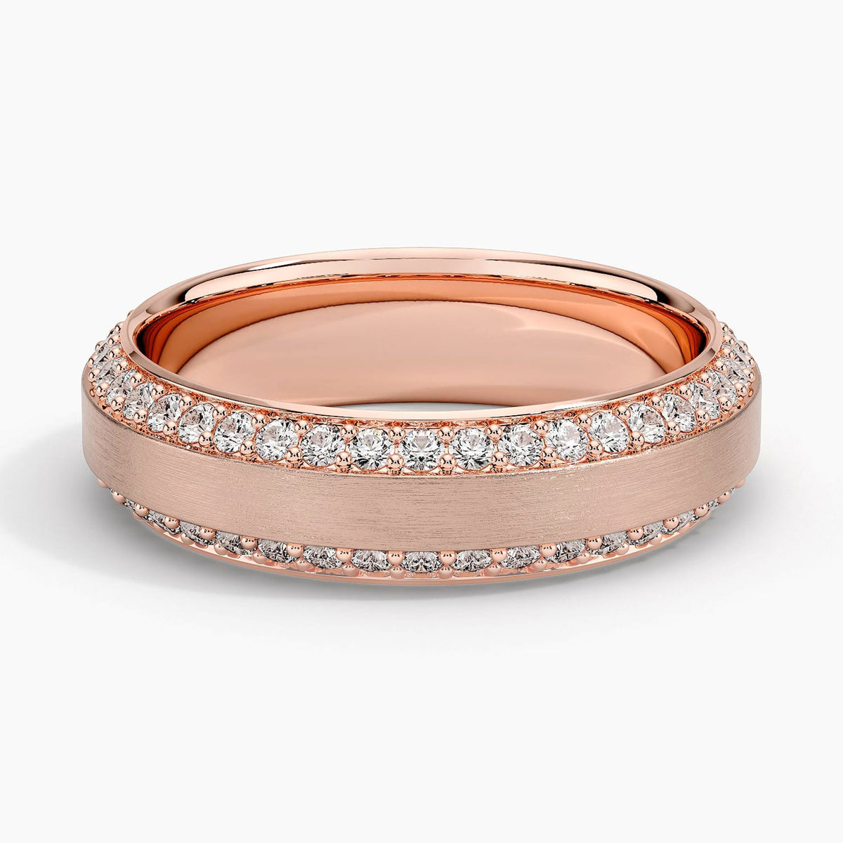 Beveled Edge Matte Eternity Lab Diamond 6mm Wedding Ring (1 ct. tw.) Rose Gold 18k Eternity Band