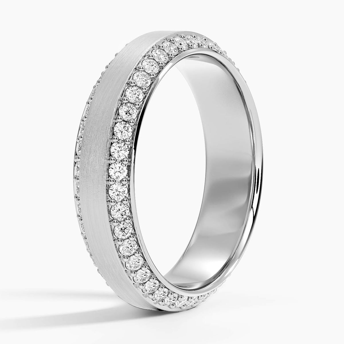 Beveled Edge Matte Eternity Lab Diamond 6mm Wedding Ring (1 ct. tw.) Platinum Eternity Band