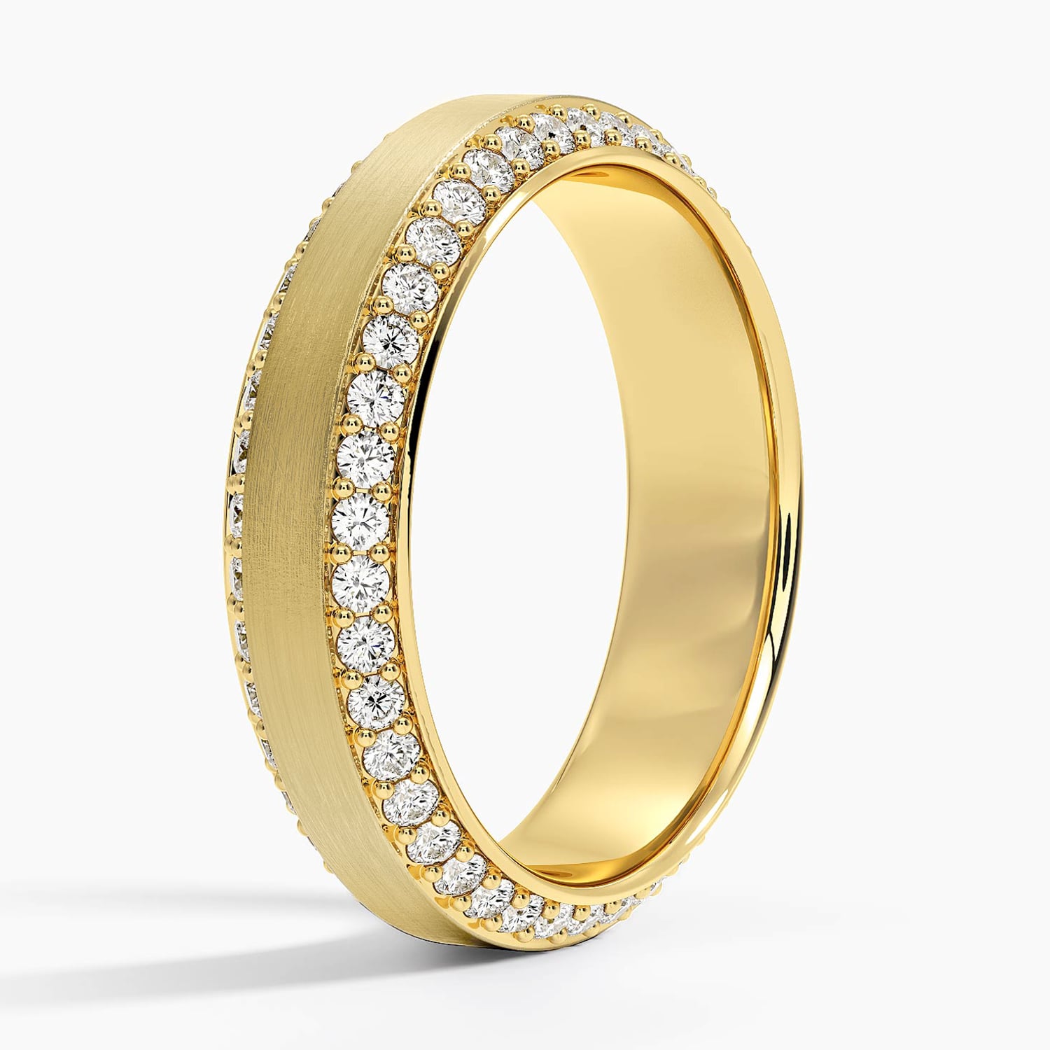 Beveled Edge Matte Eternity Lab Diamond 6mm Wedding Ring (1 ct. tw.) Yellow Gold 18k Eternity Band