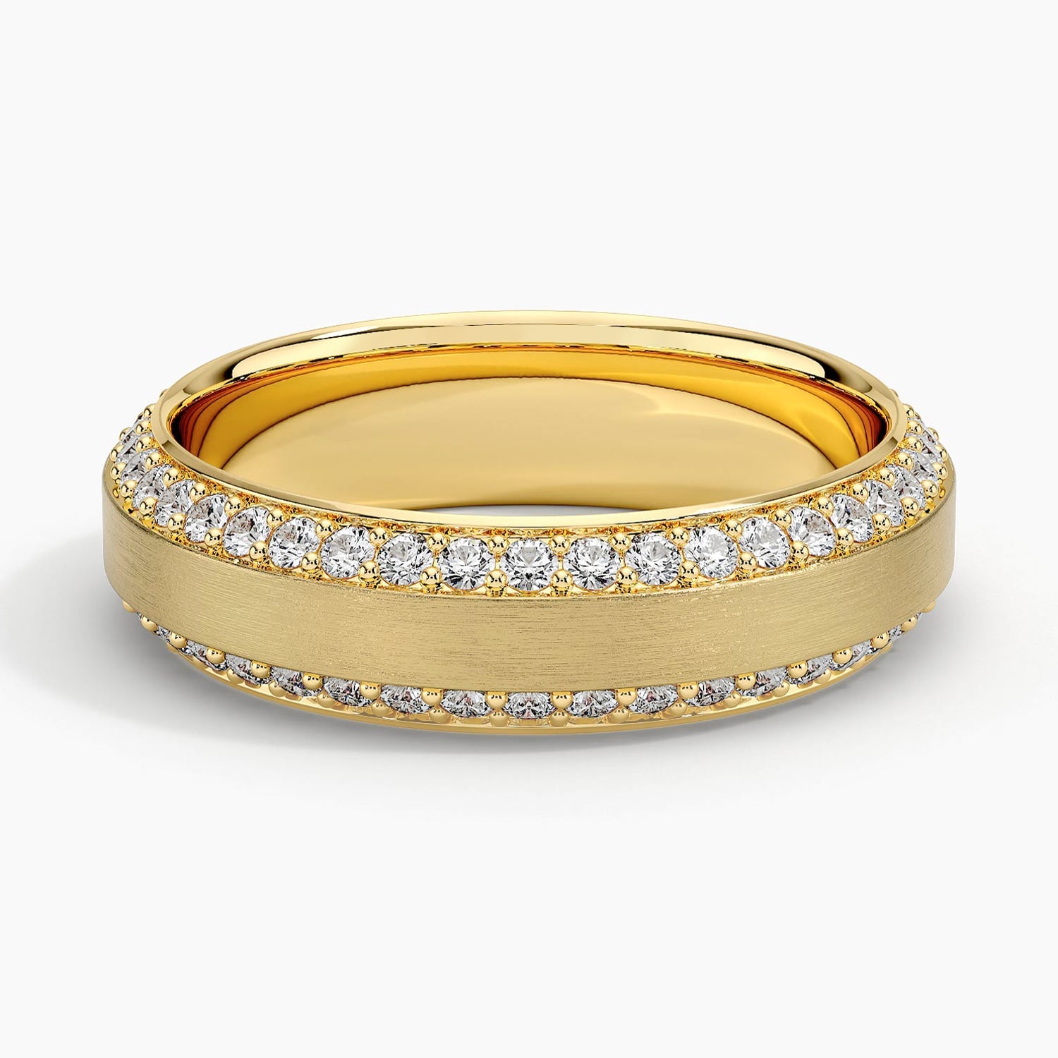 Beveled Edge Matte Eternity Lab Diamond 6mm Wedding Ring (1 ct. tw.) Yellow Gold 18k Eternity Band
