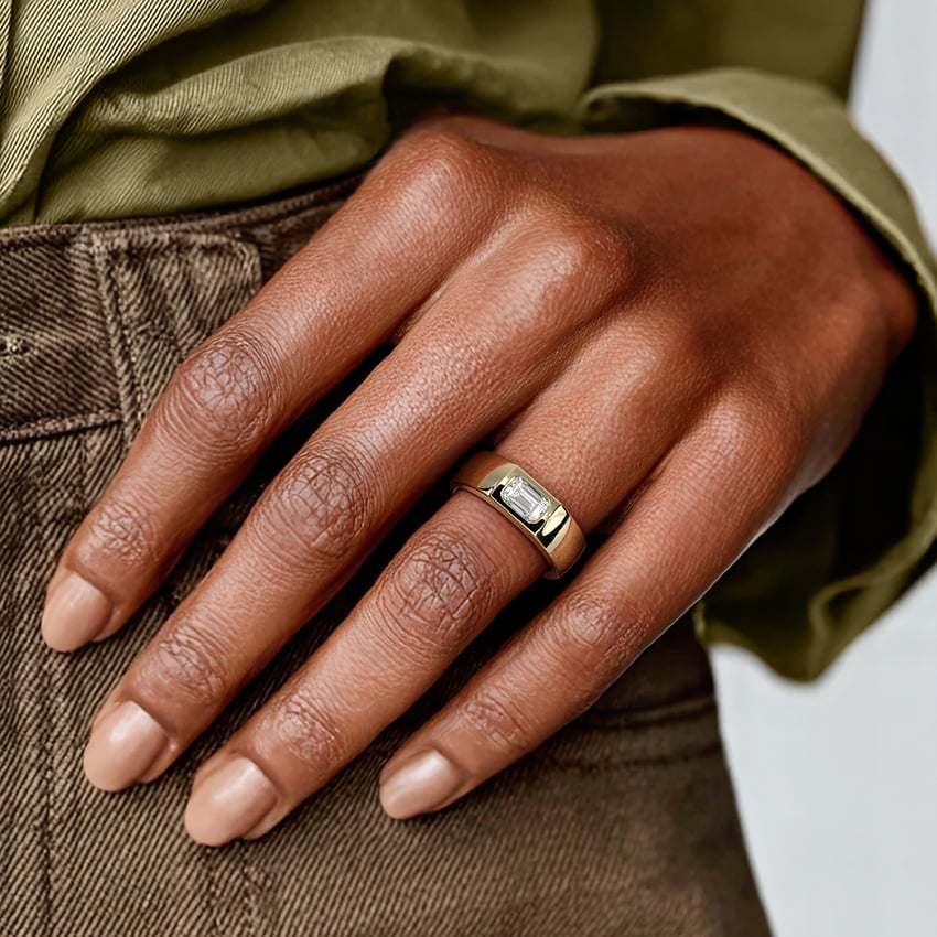 Zola Lab Diamond Cigar Ring Yellow Gold 18k Wedding Band