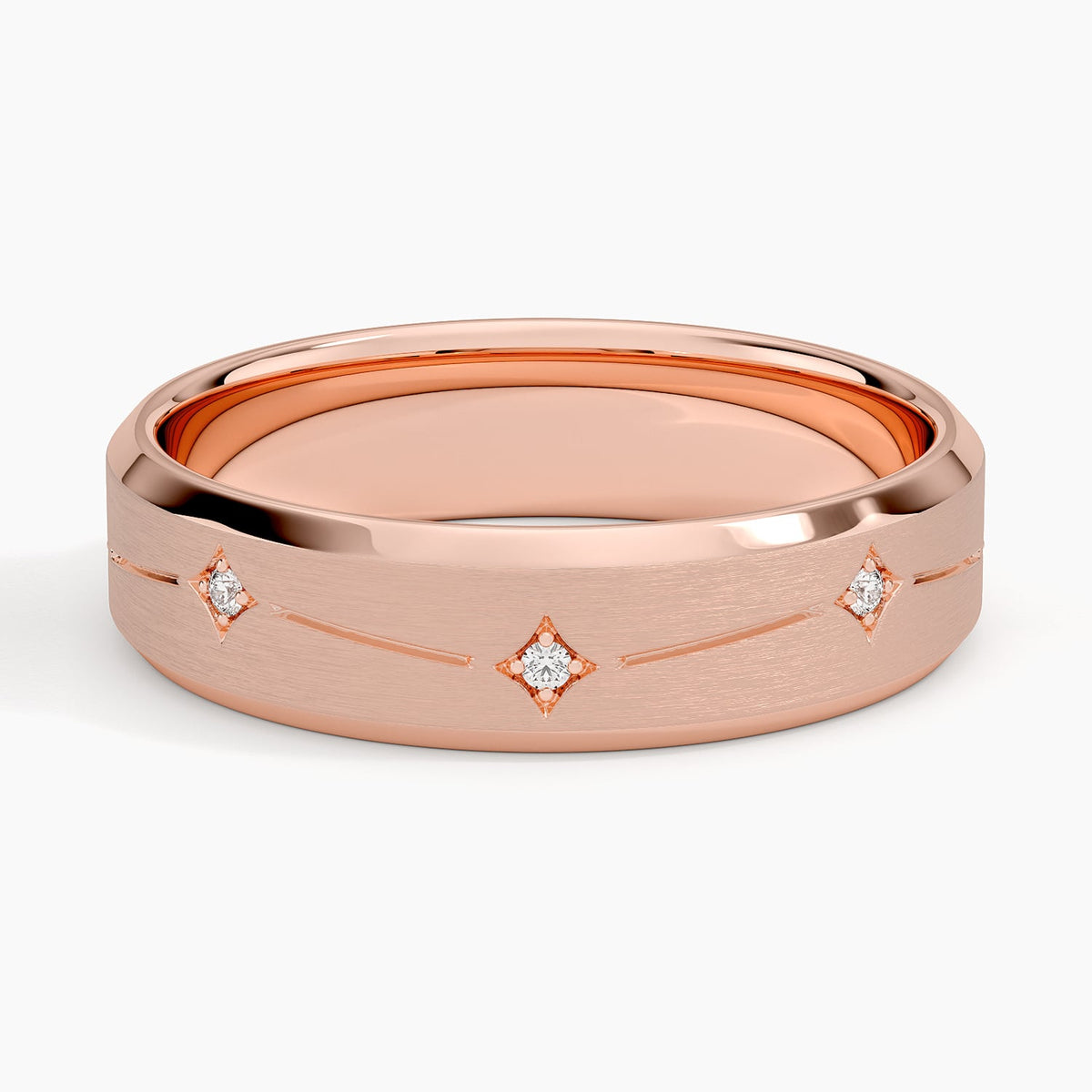 Luxe Cosmos Diamond 5.5mm Wedding Ring Rose Gold 18k Wedding Band